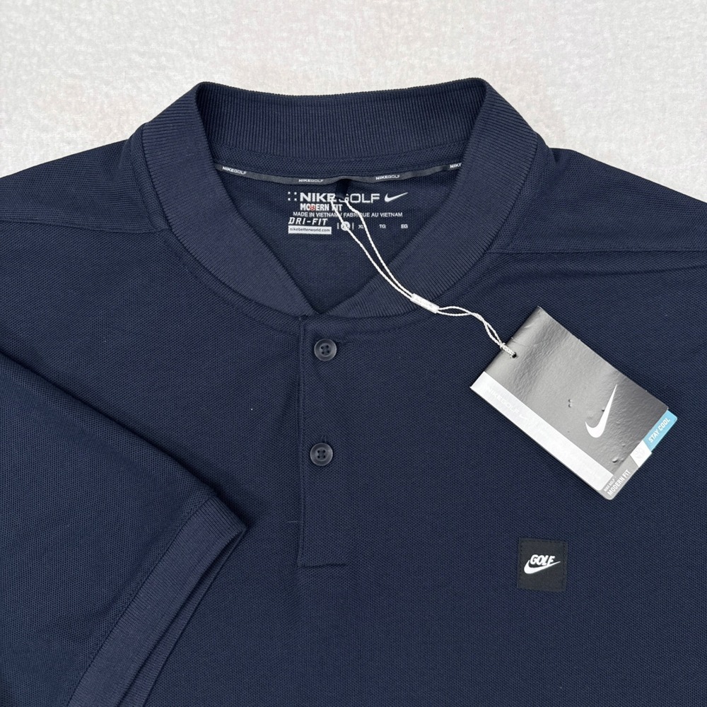 Nike Golf Blade Collar Polo Shirt Mens Size XL Modern Fit Navy Blue Dri Fit NEW